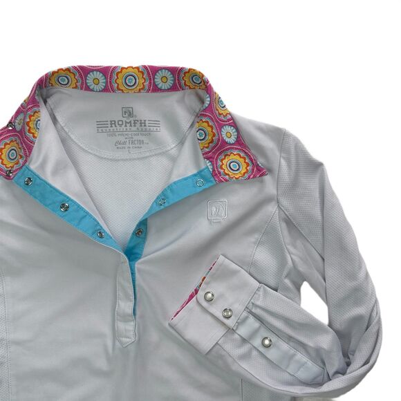 ROMFH Chill Factor Girls Show Shirts L White Floral Collar Lot of 2 - Picture 2 of 12